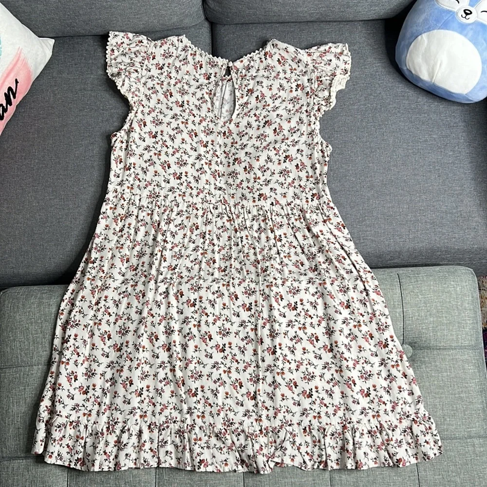 Wild Fable Cap Sleeve Cream Dress with Floral Print - Picture 2 of 3